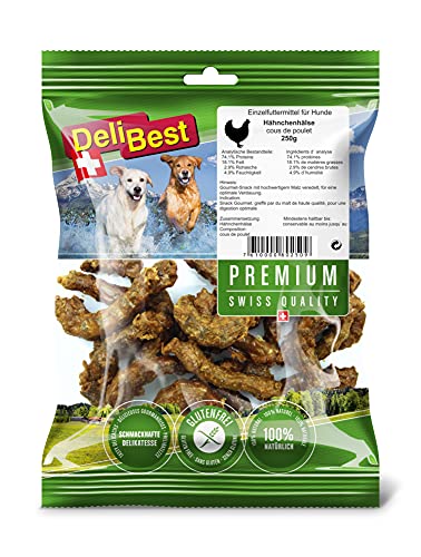 DeliBest Premium Hähnchenhälse Gourmet I Kauartikel für Hunde zur Unterstützung der Zahngesundheit I Hunde Kauartikel besonders aromatisch - ohne chemische Zusätze I leckere Hundesnacks 250 g von DeliBest