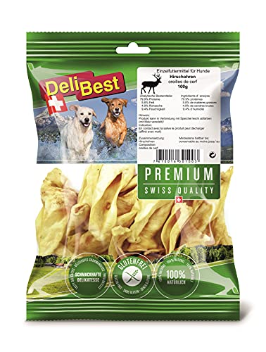 DeliBest Premium Hirschohren mit Malz I Kauartikel für Hunde zur Unterstützung der Zahngesundheit I Hunde Kauartikel zu 100% natürlich ohne chemische Zusätze I Hundesnacks 100 g von DeliBest