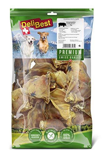 DeliBest Premium Schweineohren I Kauartikel für Hunde zur Unterstützung der Zahngesundheit I Hunde Kauartikel besonders aromatisch - ohne chemische Zusätze I leckere Hundesnacks 1 kg von DeliBest