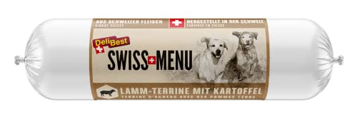 DeliBest Swiss MENU Lamm-Terrine mit Kartoffeln I Nassfutter für Hunde aus 100% Schweizer Lammfleisch I getreidefrei & ohne Zusätze I glutenfreies Hundefutter Adult I 400 g von DeliBest