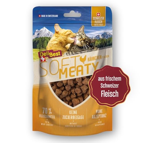 DeliBest Soft Meatys I Katzen Leckerlies aus Schweizer Hähnchenfleisch getreidefrei I Katzen Snack ohne künstliche Zusatzstoffe I für Allergiker geeignet I 100g von DeliBest