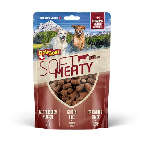 DeliBest Soft Meatys aus Rindfleisch I Hundesnacks getreidefrei I gesunder Hundesnack I Trainings Leckerli I Leckerli Hund I Hunde Snack mit hohem Fleischanteil I 150 g von DeliBest