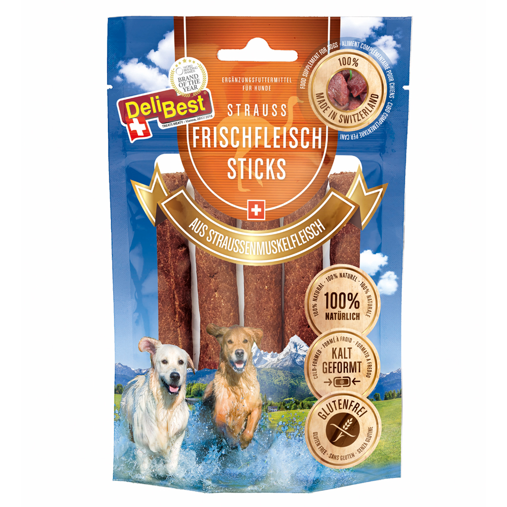 DeliBest Straußen Frischfleischsticks - Sparpaket: 80 x 10 cm DeliBest Straußen Frischfleischsticks - Sparpaket: 80 x 10 cm von DeliBest