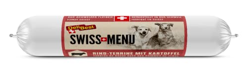 DeliBest Swiss MENU Rind-Terrine mit Kartoffeln I Nassfutter für Hunde aus 100% Schweizer Rindfleisch I getreidefrei & ohne Zusätze I glutenfreies hochwertiges Hundefutter Adult I 200 g Hundewurst von DeliBest