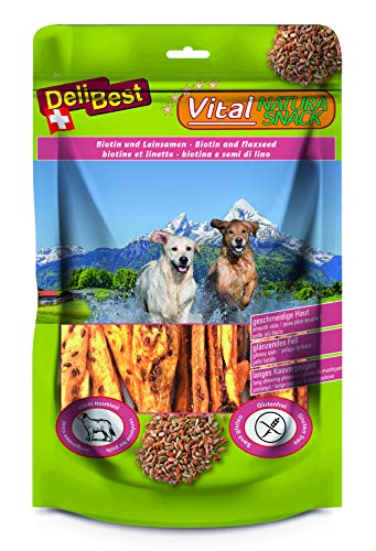 DeliBest Vital Natura Snack Biotin + Leinsamen I Kausnack für Hunde I für jedes Alter und jede Größe I auch zur Zahnreinigung perfekt geeignet I natürlicher Kausnack I 200 g Packung von DeliBest