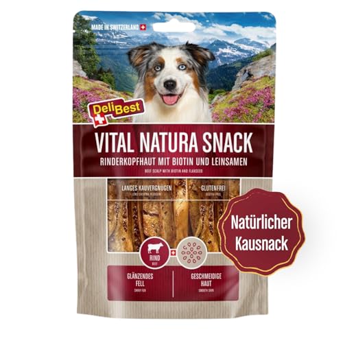 DeliBest Vital Natura Snack Biotin + Leinsamen I Kausnack für Hunde I für jedes Alter und jede Größe I auch zur Zahnreinigung perfekt geeignet I natürlicher Kausnack I 200 g Packung von DeliBest