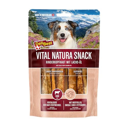 DeliBest Vital Natura Snack Wildlachsöl I Omega3 I Kausnack für Hunde I für jedes Alter I auch zur Zahnreinigung geeignet I natürlicher Kausnack I 200g Packung von DeliBest