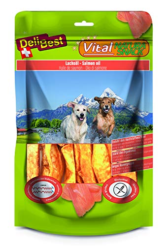 DeliBest Vital Natura Snack Wildlachsöl I Omega3 I Kausnack für Hunde I für jedes Alter I auch zur Zahnreinigung geeignet I natürlicher Kausnack I 200g Packung von DeliBest