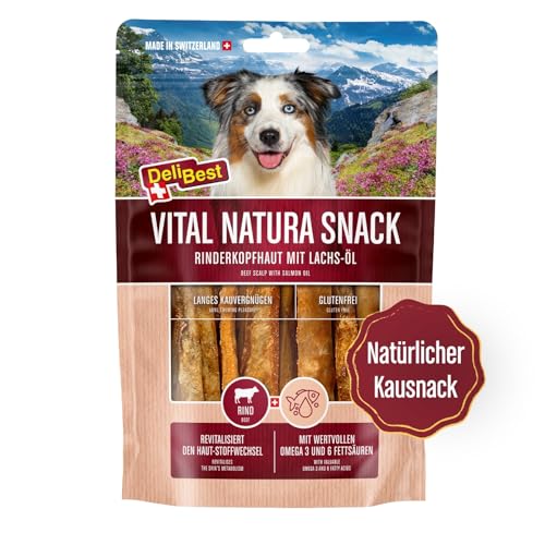 DeliBest Vital Natura Snack Wildlachsöl I Omega3 I Kausnack für Hunde I für jedes Alter I auch zur Zahnreinigung geeignet I natürlicher Kausnack I 200g Packung von DeliBest