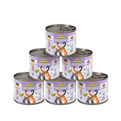 GranataPet Delicatessen Ente & Geflügel, 6 x 200 g, Nassfutter für Katzen, Katzenfutter für Feinschmecker, Futter ohne Getreide & ohne Zuckerzusätze von GranataPet