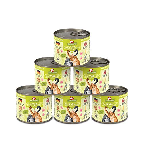 GranataPet Delicatessen Fasan & Kaninchen, 6 x 200 g, Nassfutter für Katzen, Katzenfutter für Feinschmecker, Futter ohne Getreide & ohne Zuckerzusätze von GranataPet