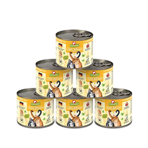 GranataPet Delicatessen Huhn PUR, 6 x 200 g, Nassfutter für Katzen, Futter ohne Getreide & ohne Zuckerzusätze, Katzenfutter mit hohem Fleischanteil & hochwertigen Ölen von GranataPet