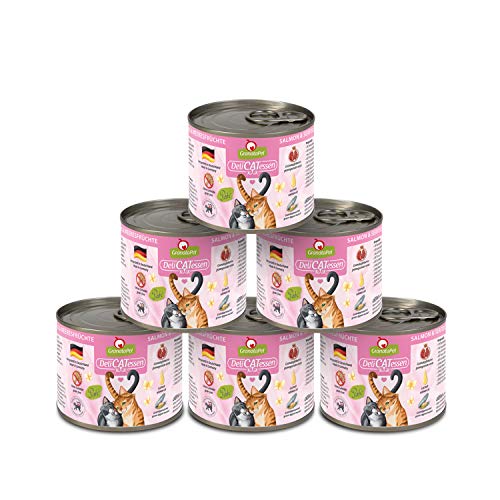 GranataPet Delicatessen Lachs & Meeresfrüchte, 6 x 200 g, Nassfutter für Katzen, Katzenfutter für Feinschmecker, Futter ohne Getreide & ohne Zuckerzusätze von GranataPet