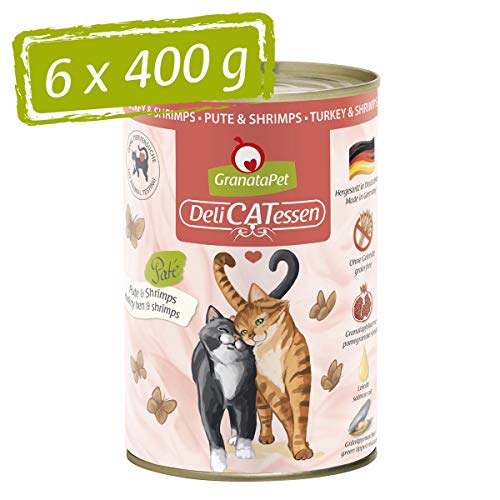 GranataPet Delicatessen Pute & Shrimps, 6 x 400 g, Nassfutter für Katzen, Katzenfutter für Feinschmecker, Futter ohne Getreide & ohne Zuckerzusätze von GranataPet