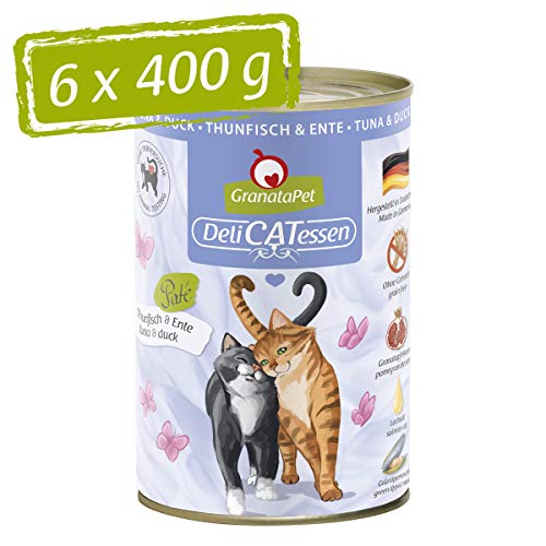 GranataPet Delicatessen Thunfisch & Ente, 6 x 400 g, Nassfutter für Katzen, Katzenfutter für Feinschmecker, Futter ohne Getreide & ohne Zuckerzusätze von GranataPet