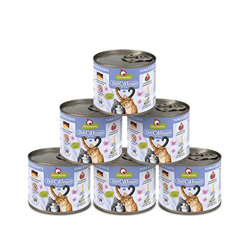 GranataPet Delicatessen Thunfisch & Ente, 6 x 200 g, Nassfutter für Katzen, Katzenfutter für Feinschmecker, Futter ohne Getreide & ohne Zuckerzusätze von GranataPet