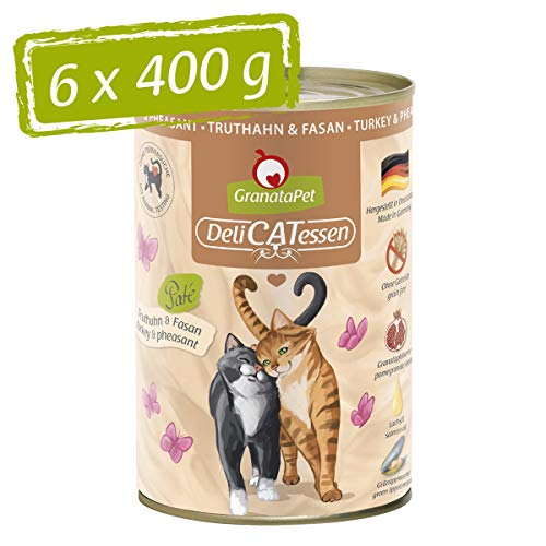 GranataPet Delicatessen Truthahn & Fasan, 6 x 400 g, Nassfutter für Katzen, Katzenfutter für Feinschmecker, Futter ohne Getreide & ohne Zuckerzusätze von GranataPet