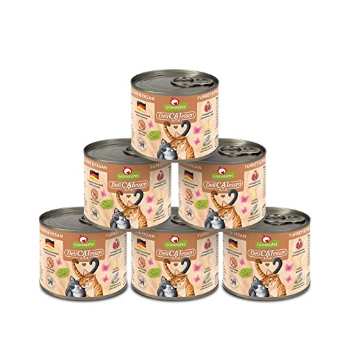 GranataPet DeliCatessen Truthahn & Fasan, 6 x 200 g, Nassfutter für Katzen, Katzenfutter für Feinschmecker, Futter ohne Getreide & ohne Zuckerzusätze von GranataPet