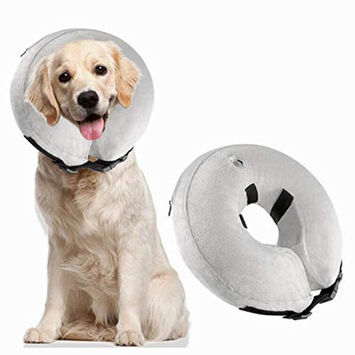 Delleu Aufblasbare Kragen für Hunde und Katzen Schutzkegel Soft Pet Recovery E-Collar für nach der Operation Prevent Haustiere von Delleu