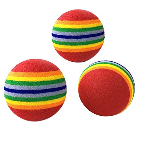 Demarkt Schaumstoff Katzenspielzeug Katze Spielbälle Regenbogenball 3.5cm (3 Stück) von Demarkt