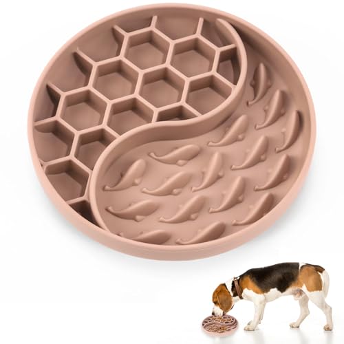 Demarsen Anti Schling Napf Hund,Braun Silikon Slow Feeder Hundenapf,Interaktive Umweltfreundliches Hundenapf für Kleine und Mittelgroße Hunde Geeignet Katzen Kaninche von Demarsen