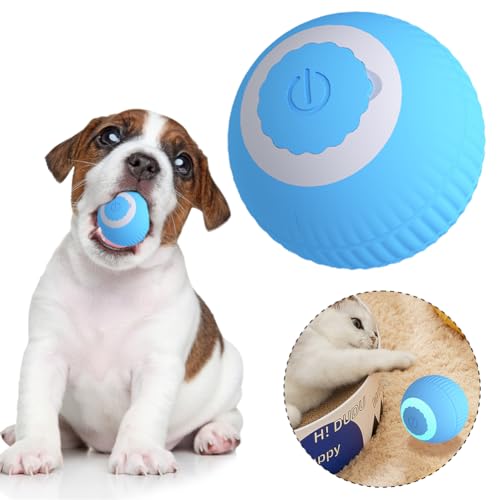 Demiawaking Elektrisch Ball Katzenspielzeug, USB wiederaufladbar Katzenball, Automatischer 360 Grad Rollball interaktives Katzenspielzeug, intelligenter rollender Ball Katzen und Hunden (Blau) von Demiawaking