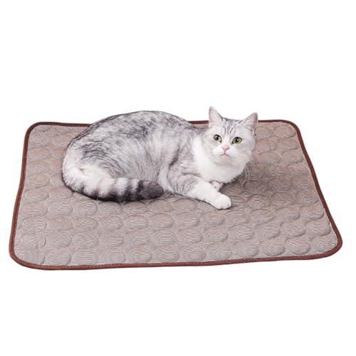 Demiawaking Kühlmatte für Hunde, waschbar, Selbst Kühlende Hundematte für Haustiere, Hundematte, Sommer Kühlkissen für Hunde und Katzen (Braun, 62x50cm) von Demiawaking