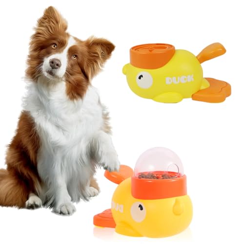 Langsame Futterspender für Haustiere Hunde, Futterautomat Katzenfutter, Futterstation für Katzen und Hunde, Interaktives Intelligenzspielzeug, Intelligent Hundespielzeug (Gelb) von Demiawaking