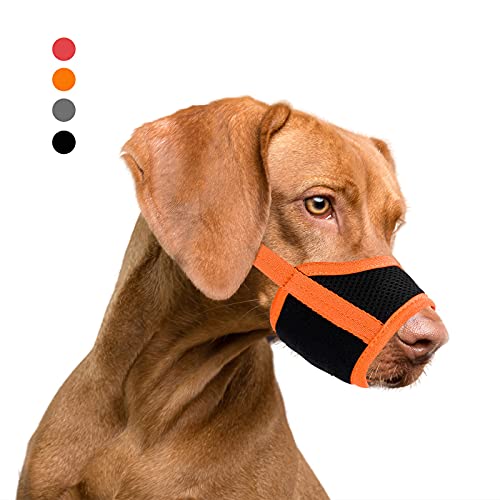 Demigreat Hundemaulkorb aus weichem Netzstoff, atmungsaktiv, verhindert Beißen, Bellen und Kauen, kann in Verbindung mit dem Training für kleine, mittelgroße und große Hunde verwendet werden (Orange) von Demigreat