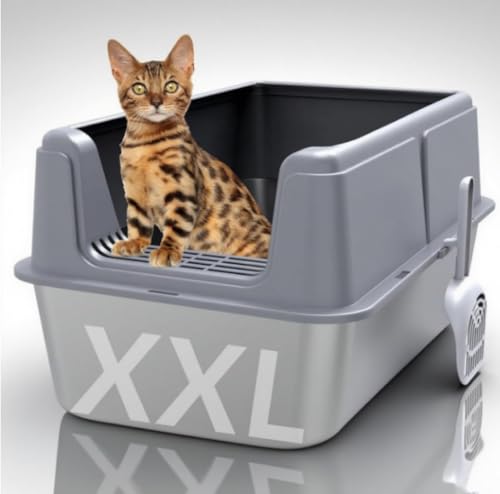 Katzentoilette aus Edelstahl mit Deckel, 35,6 cm, XXL-Klo aus Metall mit hoher Seite, Anti-Urinleckage, einfache Reinigung und geruchlos, inklusive Schaufel Katzentoilette aus Edelstahl mit Deckel, 35,6 cm, XXL-Klo aus Metall mit hoher Seite, Anti-Urinleckage, einfache Reinigung und geruchlos, inklusive Schaufel von Demiwise