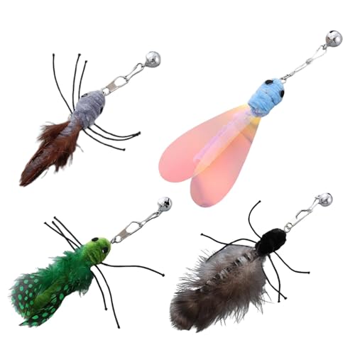 Demsyeq Cat Wand Refill - Teaser Rod Refill Set of 4 - Flying Worm Toy Wand Replacement, Teaser Attachments for Indoor Cats von Demsyeq