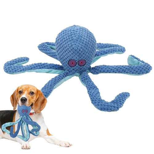 Demsyeq Gefülltes Hundespielzeug mit Quietschelementen, Hundespielzeug, Zahnreinigungsspielzeug, Oktopus-geformtes Welpenspielwerkzeug für zu Hause im Freien, interaktives Haustier-Trainingsgerät von Demsyeq