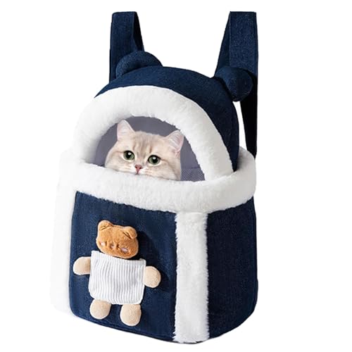 Demsyeq Warme Katzentragetasche, Haustier Schultertragetasche, Haustier Umhängetasche Träger mit Öffnung Oben, Winter Tragetasche Rucksack für kleine Katzen Hunde von Demsyeq