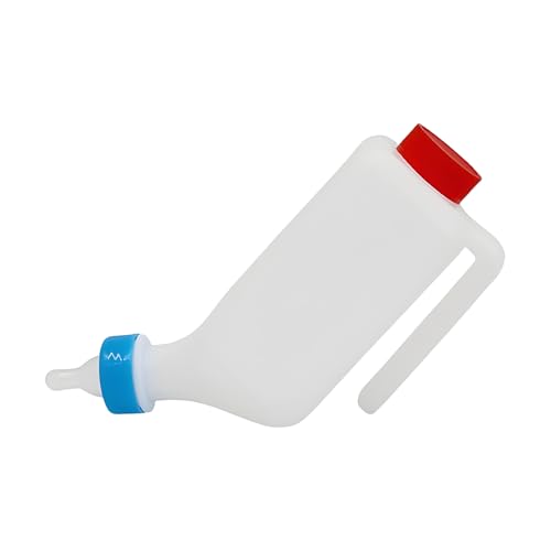 Demsyeq Ziegenflasche | Milchflasche für Nutztiere, Lammmilchflasche mit Messungen, großes Fassungsvermögen, ergonomischer Trinknippel für Kleintiere, für Miniaturpferde von Demsyeq