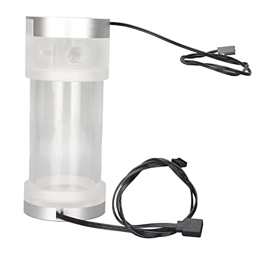 Denash Acrylwassertank Langlebig 200 Ml Kapazität mit RGB -Beleuchtungstemperaturanzeige für CPU -Wasserkühlsysteme (Silberweiße Temperaturanzeige) von Denash