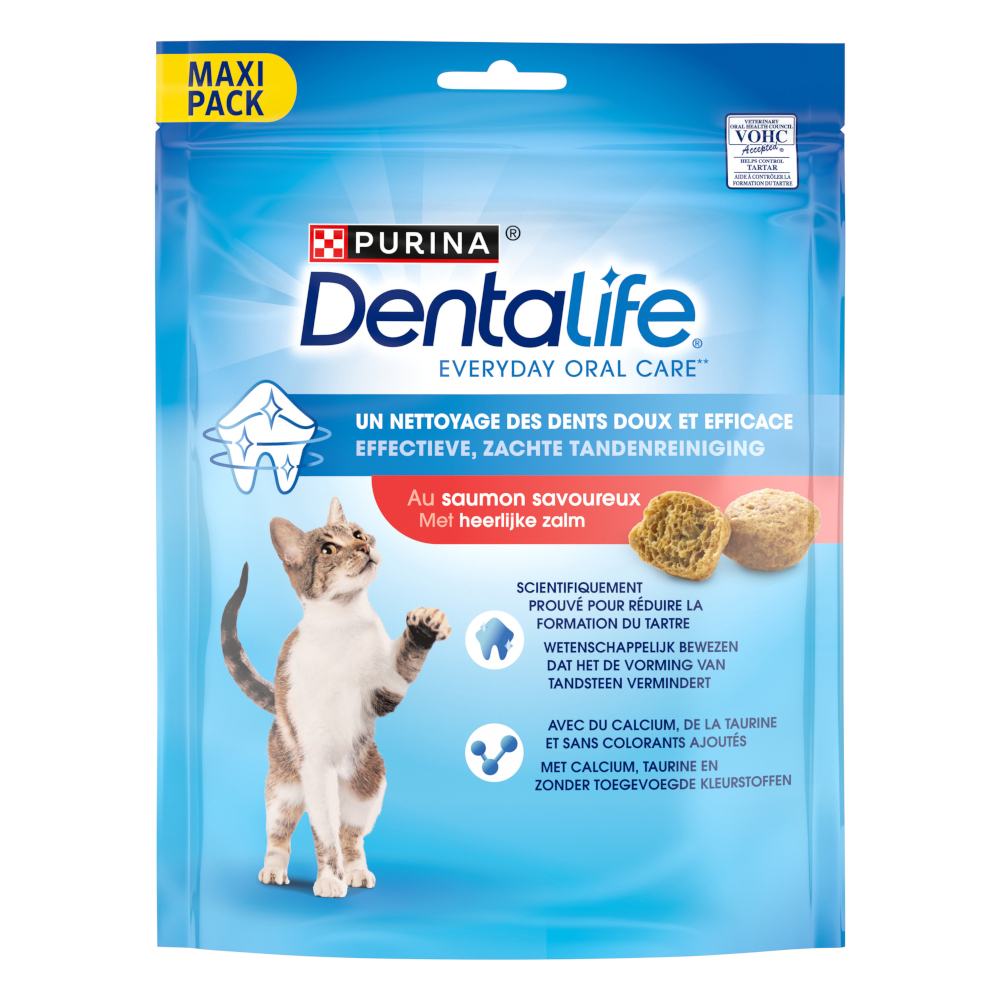 3 + 1 gratis! 4 x 140 g / 320 g PURINA Dentalife Tägliche Zahnpflege-Snacks - 4 x 140 g mit Lachs 3 + 1 gratis! 4 x 140 g / 320 g PURINA Dentalife Tägliche Zahnpflege-Snacks - 4 x 140 g mit Lachs von Dentalife