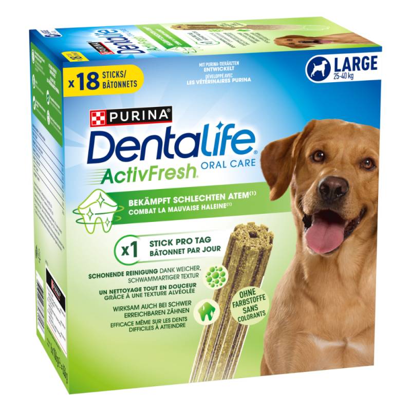 3 + 1 gratis! 4 x Purina Dentalife Active Fresh Tägliche Zahnpflege-Snacks - für große Hunde (4 x 18 Sticks) von Dentalife