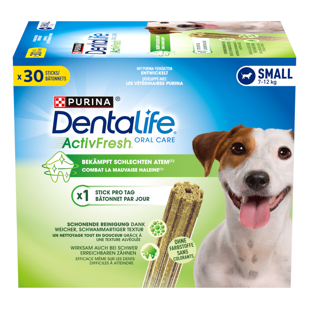3 + 1 gratis! 4 x Purina Dentalife Active Fresh Tägliche Zahnpflege-Snacks - für kleine Hunde (4 x 30 Sticks) von Dentalife
