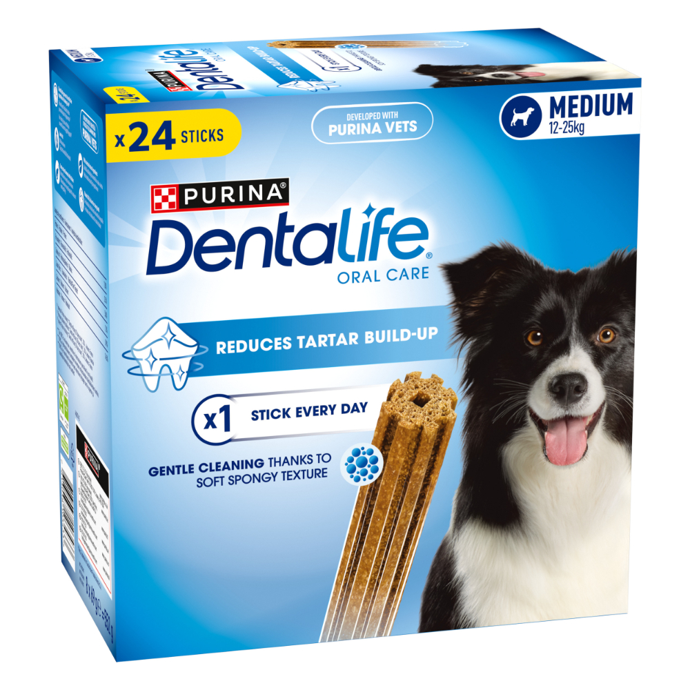 3 + 1 gratis! 4 x Purina Dentalife Tägliche Zahnpflege-Snacks - für mittelgroße Hunde (12-25 kg) - 96 Sticks von Dentalife