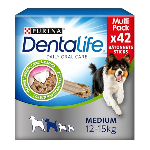 DENTALIFE Medium – Multipack – 42 Kauknochen für mittelgroße Hunde – 966 g – Mundhygiene im Alltag von Dentalife