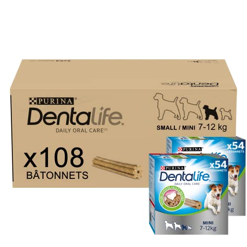 PURINA DENTALIFE Mini | Leckerlis für kleine Hunde | 108 Kaustäbchen | Getreide | Maxi-Pack | 2 x 882 g | Mundhygiene von Dentalife