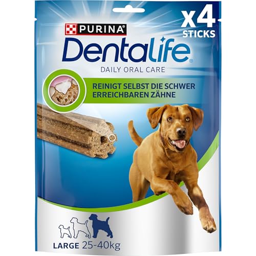 PURINA Dentalife Hunde-Zahnpflege-Snacks für kleine bis große Hunde, reduziert Zahnsteinbildung, 5er oder 6er Pack große Hunde, 6 x 142 g von Dentalife