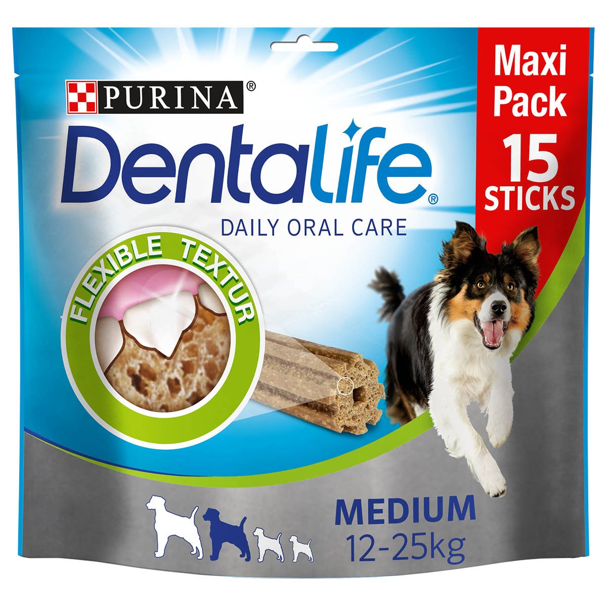 Purina DentaLife Tägliche Zahnpflege-Snacks für mittelgroße Hunde Maxipack 345g von Dentalife