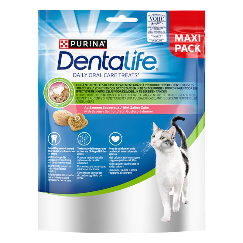 PURINA Dentalife Tägliche Katzen-Zahnpflege-Snacks - Sparpaket: 2 x 140 g mit Lachs von Dentalife