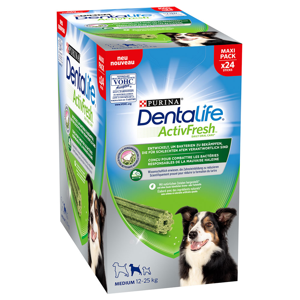 PURINA Dentalife Active Fresh Tägliche Zahnpflege-Snacks für mittelgroße Hunde - 24 Sticks von Dentalife