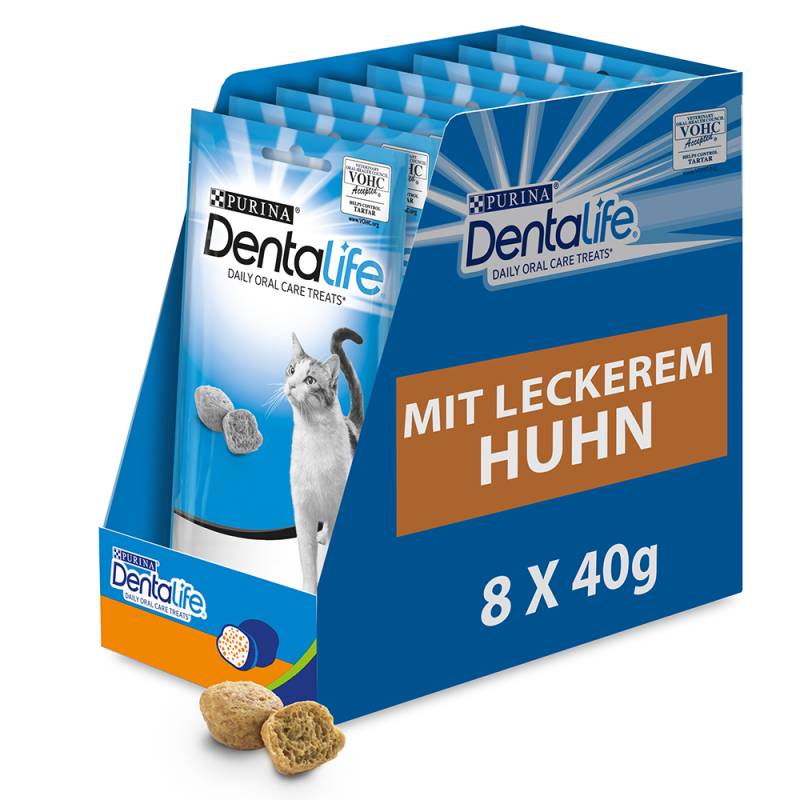 PURINA Dentalife Tägliche Katzen-Zahnpflege-Snacks mit Huhn - 8 x 40 g von Dentalife