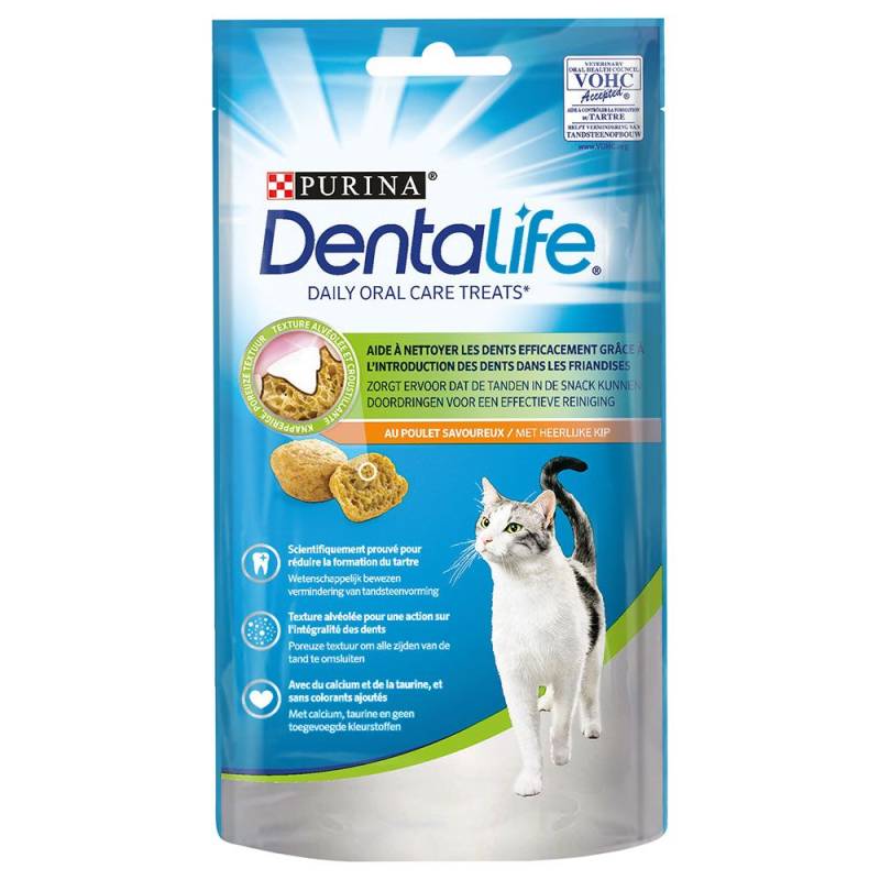 PURINA Dentalife Tägliche Katzen-Zahnpflege-Snacks mit Huhn - 8 x 40 g von Dentalife