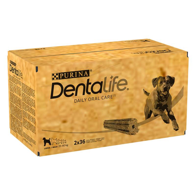 PURINA Dentalife Tägliche Zahnpflege-Snacks für große Hunde (25-40 kg) - Sparpaket: 2 x 72 Sticks (48 x 106 g) von Dentalife