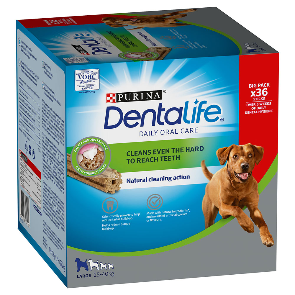 PURINA Dentalife Tägliche Zahnpflege-Snacks für große Hunde (25-40 kg) - 36 Sticks  (12 x 106 g) von Dentalife