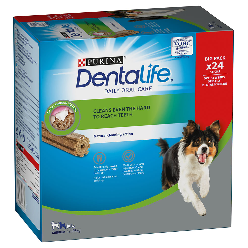 PURINA Dentalife Tägliche Zahnpflege-Snacks für mittelgroße Hunde - 24 Sticks (8 x 69 g) von Dentalife